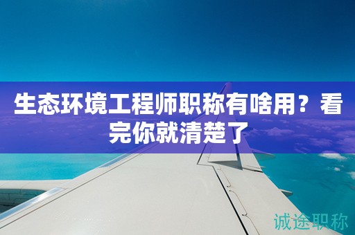 生态环境工程师职称有啥用？看完你就清楚了