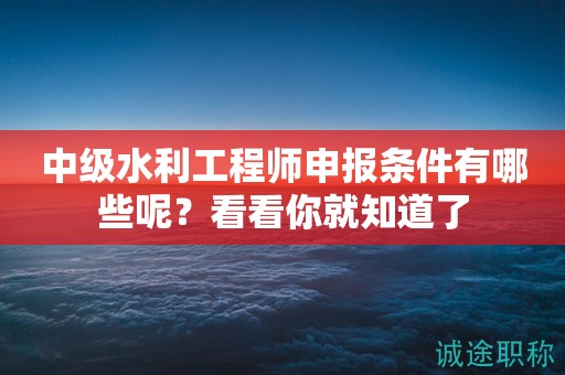 2024年中级水利工程师申报条件有哪些呢？看看你就知道了