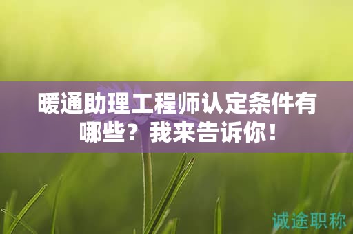 2024年暖通助理工程师认定条件有哪些？我来告诉你！