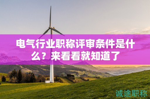 2024年电气行业职称评审条件是什么？来看看就知道了