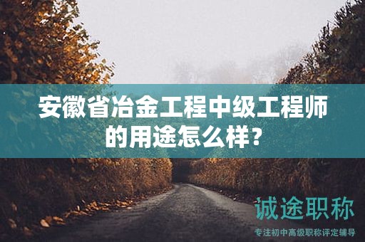 安徽省冶金工程中级工程师的用途怎么样？