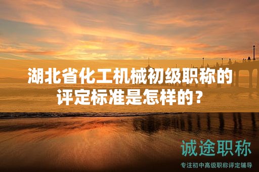 湖北省化工机械初级职称的评定标准是怎样的？