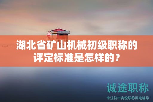 湖北省矿山机械初级职称的评定标准是怎样的？