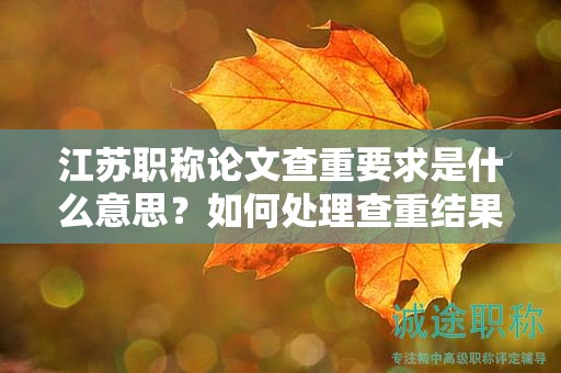 江苏职称论文查重要求是什么意思？如何处理查重结果？