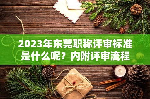 2024年东莞职称评审标准是什么呢？内附评审流程