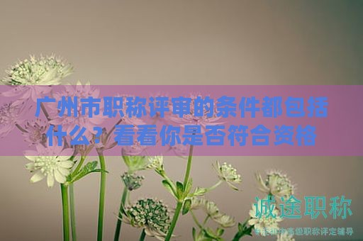 广州市职称评审的条件都包括什么？看看你是否符合资格