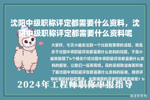 沈阳中级职称评定都需要什么资料，沈阳中级职称评定都需要什么资料呢