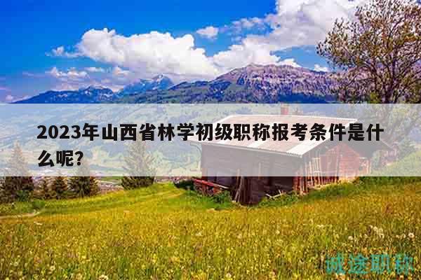 2023年山西省林学初级职称报考条件是什么呢？