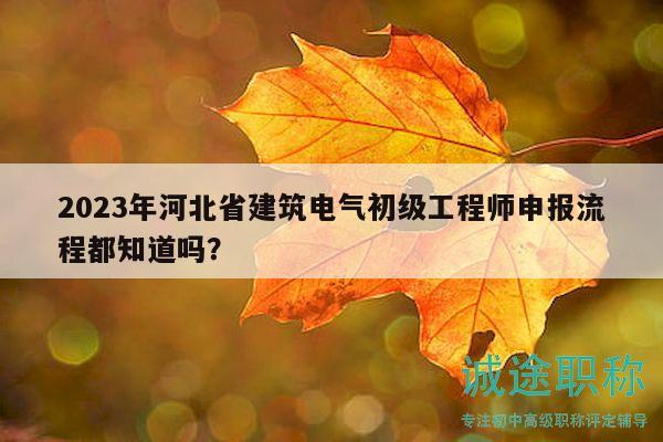 2023年河北省建筑电气初级工程师申报流程都知道吗？