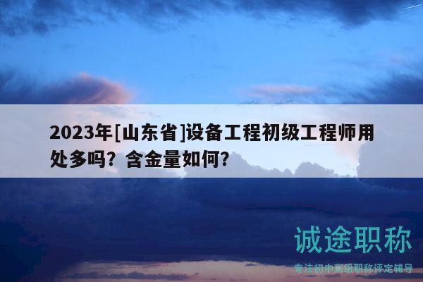 2023年[山东省]设备工程初级工程师用处多吗？含金量如何？